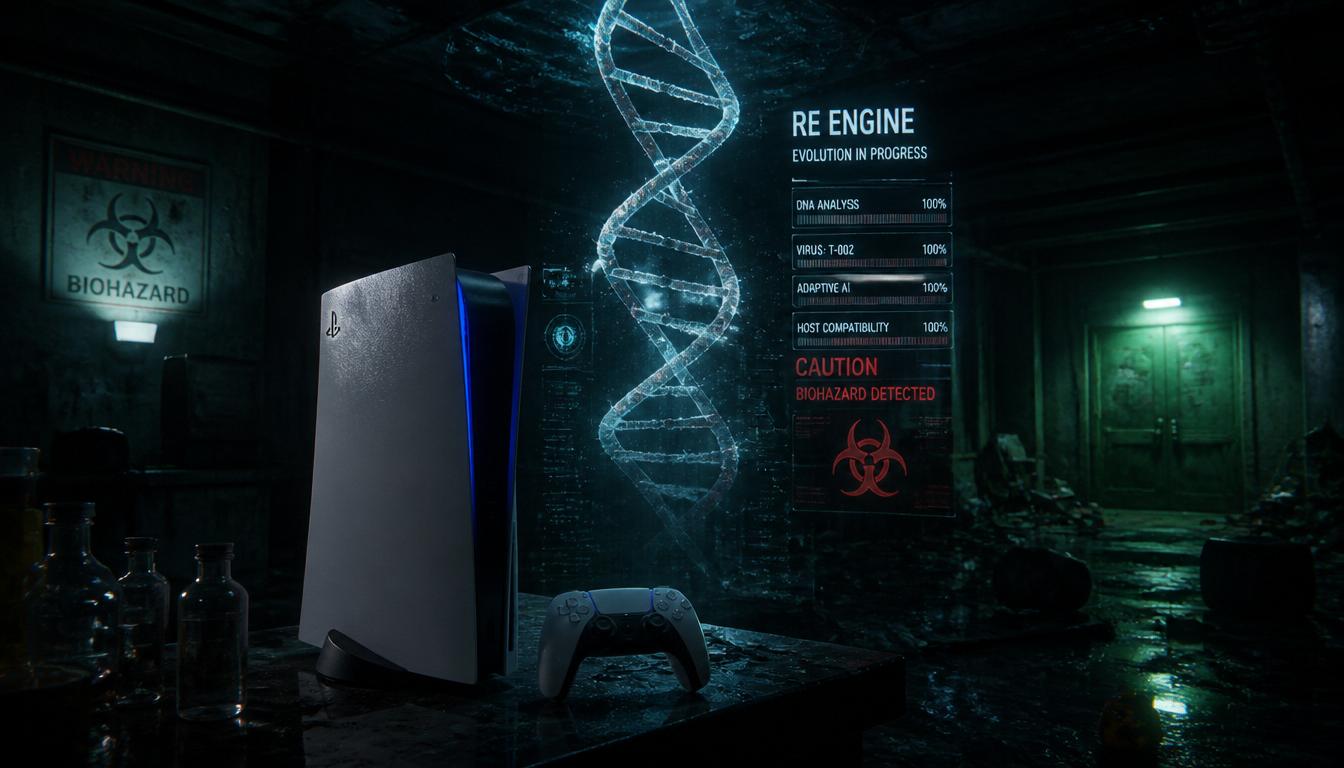 Концептуальная визуализация двойной спирали франшизы Resident Evil и некстген технологий